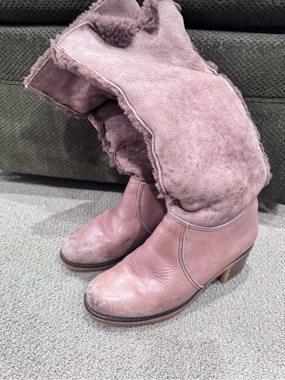 Tan Blondo  Shearling-Lined Leather Ankle Boots